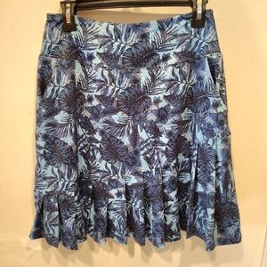 Pinspark NWT Tropical Pleated Modest Knee Length Athletic Skirt Skort M Tennis